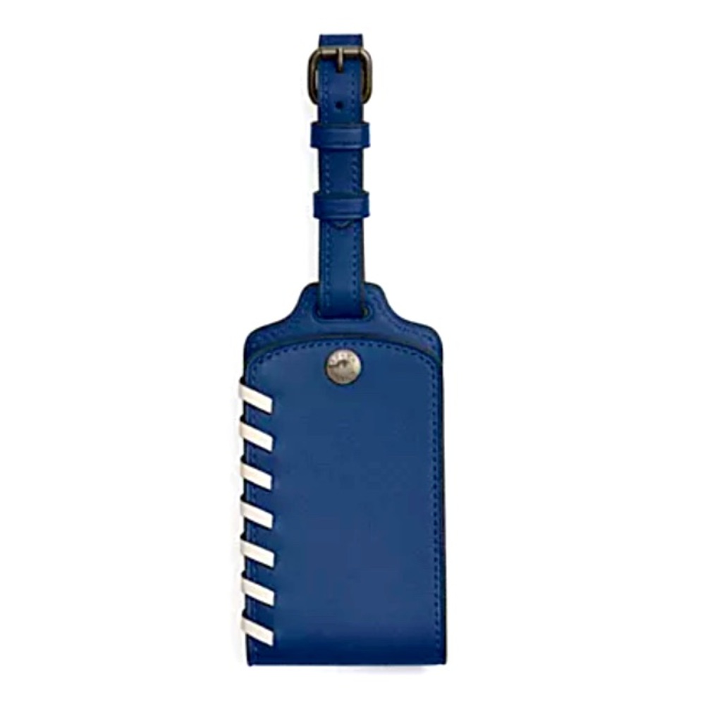 NEW! COACH Deep Blue/ Chalk Whipstitch Limited Edition Leather Luggage Tag NWT